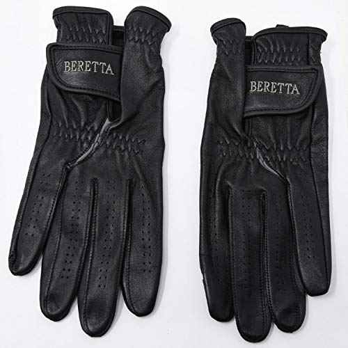 Beretta Unisex Leather Shooting Gloves with Touch-Screen Compatible Index Finger - Breathable Soft Thin Maximum Grip Adjustable Cuffs