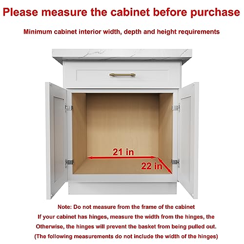 Sikarou Pull Out Cabinet Organizer,Heavy-Duty Slide Out Shelf, Wood And Wire Basket, Pull Out Drawer for for Kitchen Under Sink Space, Pantry, Bathroom (20 * 21 WM) - size: 1-TIE 20*21 WM