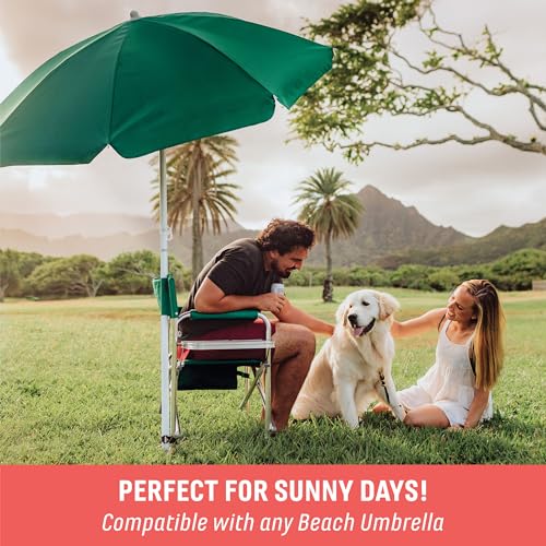 PICNIC TIME Sports Chair with Side Table, Outdoor Foldable Padded Adult Camping Chairs with Cup and Accessory Panel for Lawn, Beach, & Sports Use for Adults, up to 300-lbs Capacity, (Black)