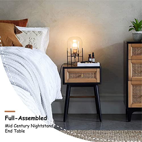 COZAYH Set of 2 Fully-Assembled Modern Farmhouse Clean-Lined Nightstand, End Table with 1 Drawer, Black - color: Black, style: 1 Drawer/2 pack