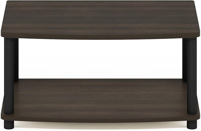 Furinno TURN-N-TUBE TV Riser Stand, 2-Tier Small Elevated No Tools TV Stand, TV Console for TV up to 32 inch, 15.8 x 23.8 x 11, for Living Room, Bedroom, Dark Brown