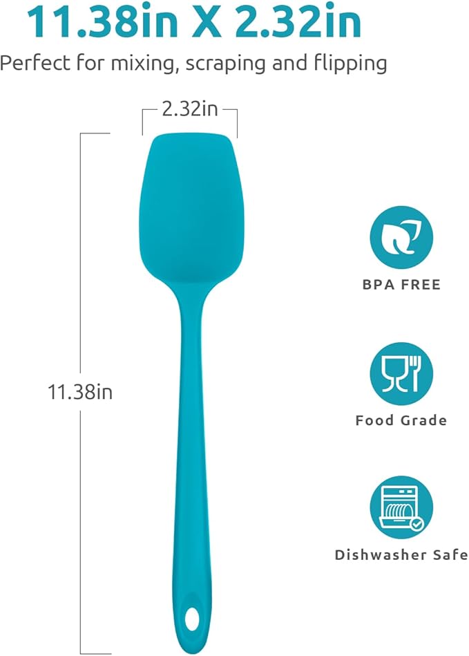U-Taste Silicone Spoon Spatula Set of 3, 600°F Heat Resistant, Marrs Green