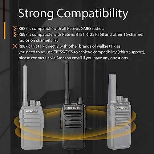 Retevis RB87 2 Way Radio Long Range, Walkie Talkies with Shoulder Mic, Rugged,for Adults, Two Way Radio for Construction Police School Security(4 Pack)