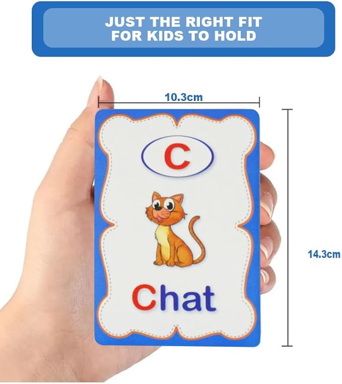 Erasable French Alphabet flashcards. - Write and Wipe Laminated ABCD Letter Tracing Practice Card for Kindergarten (26 Flashcards with Marker) (French Version)