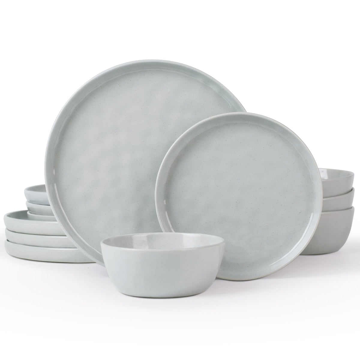 Famiware Mars Stoneware Dinnerware Set for 8, White