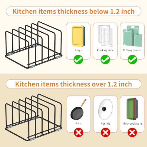 2-Pack Medium Black Cutting Board Racks, Kitchen Cabinet Organizer, 5 Tiered Shelves for Baking Trays, Cutting Boards, Cookie Sheets, Muffin Pans - style: 2PC(Medium)