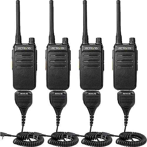 Retevis RB87 2 Way Radio Long Range, Walkie Talkies with Shoulder Mic, Rugged,for Adults, Two Way Radio for Construction Police School Security(4 Pack)