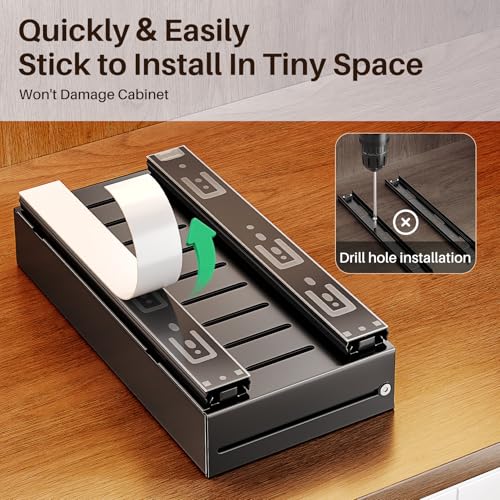 SNTD Pull Out Spice Rack for Upper Cabinet - Expandable Organizer with Smooth Ball Bearing Slides, No Drill Mounting Spice Storage for Kitchen (1 Pack, 4.1" to 7.2" W X 10" D X 2.2" H) - size: 4.1"W X 10"D X 2.1"H