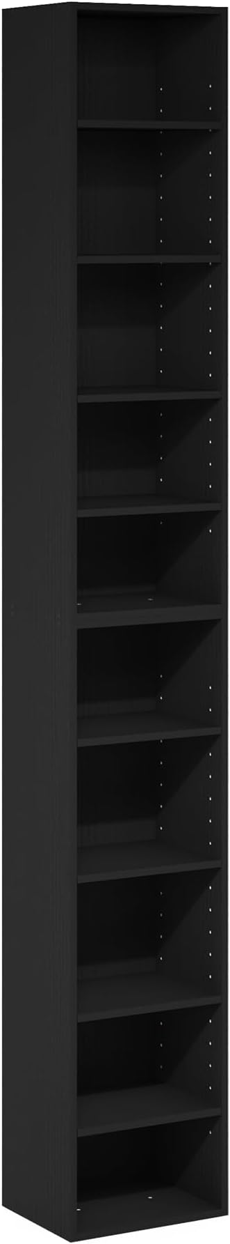 Furinno PASIR Book Shelf, 10-Tier Bookshelf, Bookcase with Open Shelf, 9.2 x 11.8 x 78.7, for Living Room, Bedroom, Home Office, Blackwood
