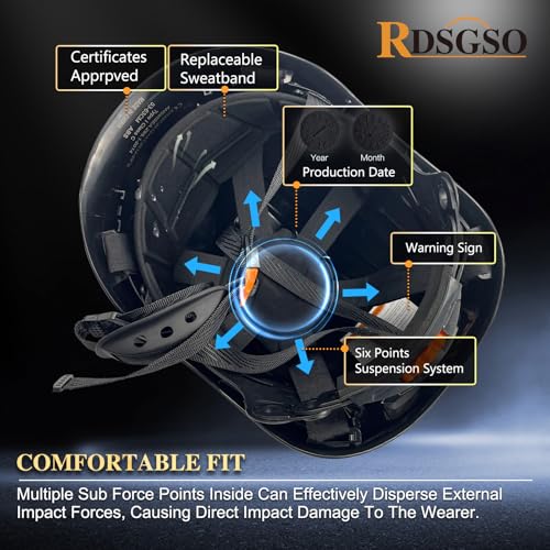 ANSI-Certified Industrial Safety Helmet Hard Hats with Retractable Clear and Tinted Visors Adjustable Ventilation 6-Point Suspension for Construction Industrial