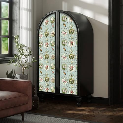 Yancorp 17.3"x118.1" Retro Peel and Stick Wallpaper Floral Contact Paper Self Adhesive Vinyl Removable Boho Decorative Contact Paper for Kitchen Cabinets, Furniture, Bedroom, Bathroom and Walls