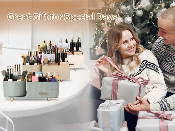 Makeup Organizer for Vanity, Cosmetic Display Case with Drawers, Fits Makeup, Skincare Products, Brushes, Lipsticks, and Other Accessories, Versatile Storage Solution (Cream)