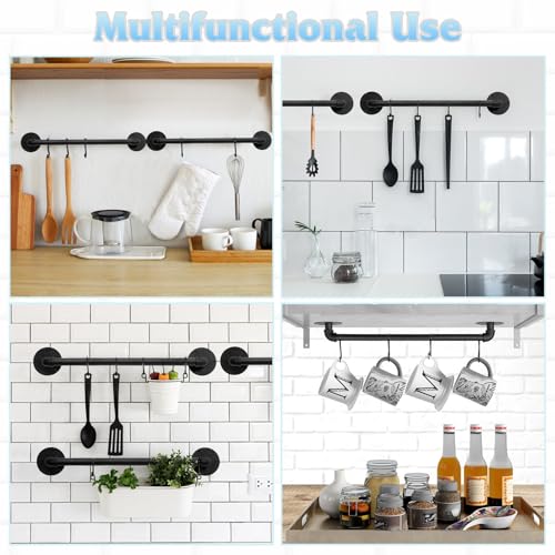 Pot Pan Rack Wall Mounted Set of 2, 21" Industrial Pipe Utensils Hanger Holder Pots Storage Organizer Iron Detachable Hanging Rail for Kitchen with 10 S Hooks… - size: 21 Inches