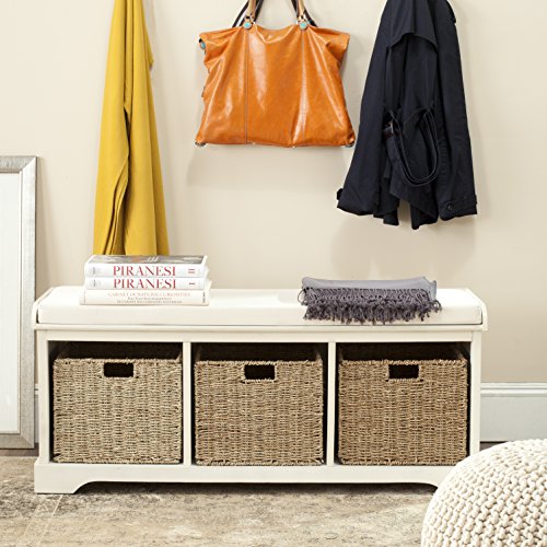 Safavieh American Homes Collection Lonan Grey and White Wicker Storage Bench - color: White
