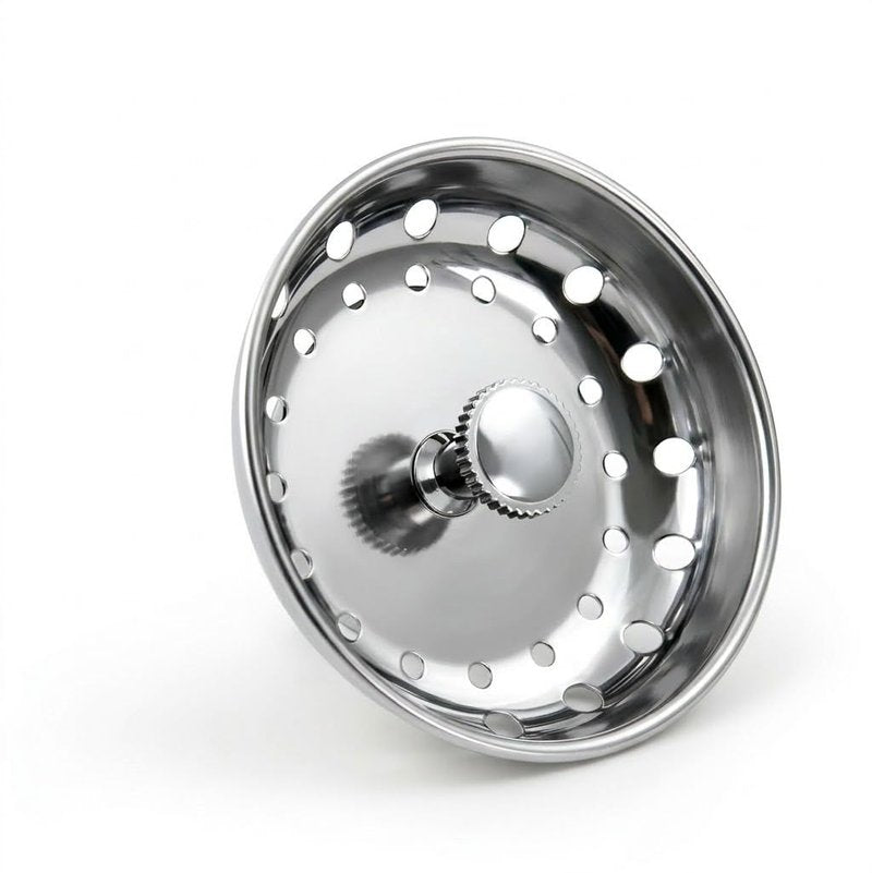 Highcraft 97333 Kitchen Sink Basket Strainer Replacement for Standard Drains (3.25 Inch) Chrome Plated Stainless Steel Body With Rubber Stopper, 3.25"