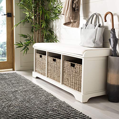 Safavieh American Homes Collection Lonan Grey and White Wicker Storage Bench - color: White