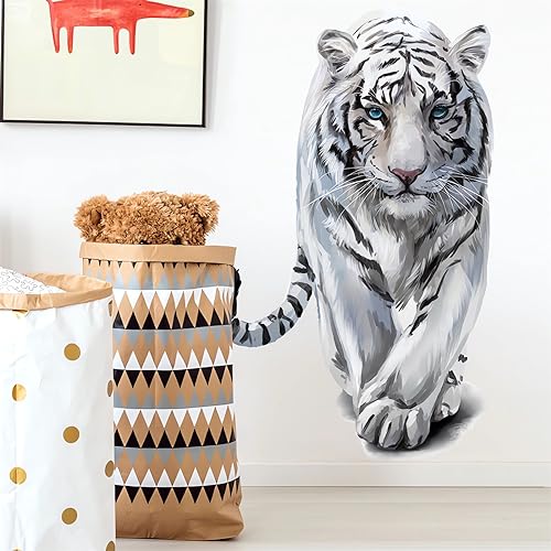 Black£¦White Spots Tiger Wall Stickers, sacinora Wild Animal Wall Decals Removable Vinyl Peel and Stick for Kids Baby Nursery Living Room Bedroom Children's Room Playroom Art Decorations