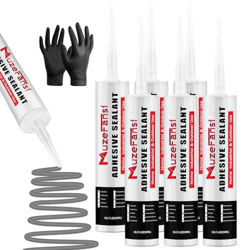 Concrete Crack Repair Sealant, Crack Joint Filler, Waterproof Self-Leveling Concrete Repair Sealant for Sealing Horizontal Surfaces Expansion Joints, 10.1 fl. oz (6 Pack, Gray)