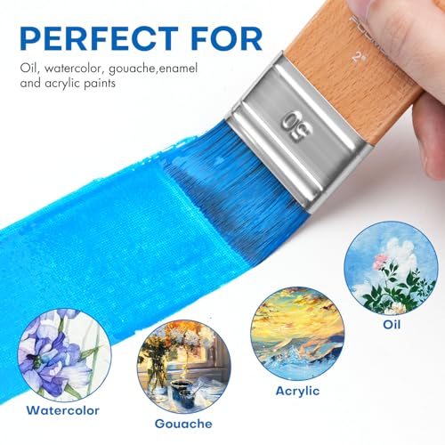 Fuumuui Flat Paddle Paint Brush, Scale Brush Large Paintbrush, Wide Flat Brush with Short Handle for Oil and Acrylic Paints - 4 Inch