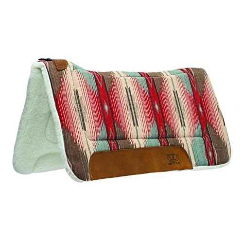 Weaver Equine 30" x 30" All Purpose Contoured Horse Saddle Pad, Shock Absorbing Protective Western Saddle Pad, Durable Equine Supplies, Red/Turquoise