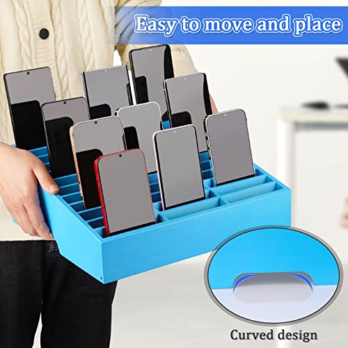 36-Grid Wooden Cell Phone Holder Desktop Organizer Storage Box for Classroom Office (Blue 36-Grid) - size: Blue 36-Grid