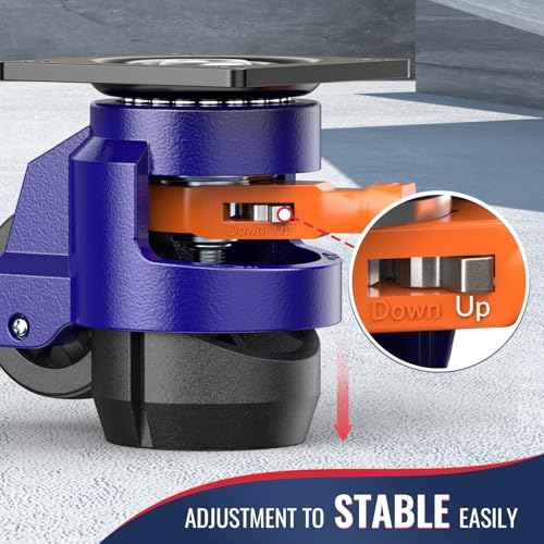 Leveling Casters with Ratchet Handle Design Total Capacity 2200Lbs Heavy Duty Casters Set of 4 Workbench Casters with Adjustable Leveling Pads