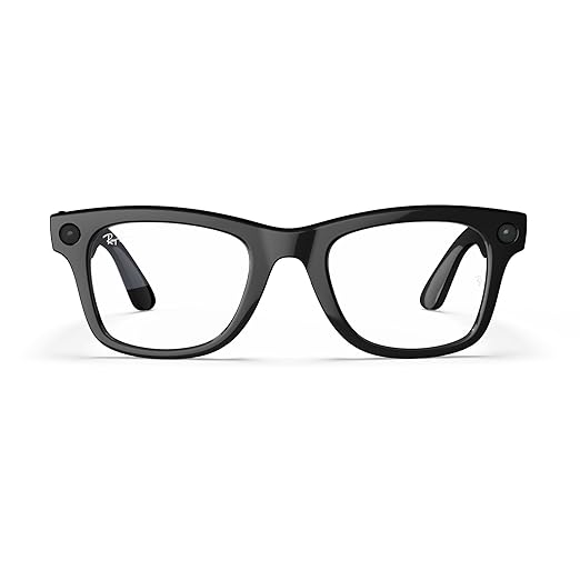 Ray-Ban Meta (Gen 1), Wayfarer, Large Shiny Black | Smart AI Glasses for Men, Women — 12 MP Camera, Open-Ear Speakers for Audio, Video Recording and Bluetooth — Clear Lenses — Wearable Technology