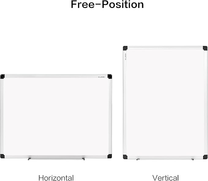 VUSIGN Magnetic White Board 24" x 18" with 1 Dry-Erase Eraser, 2 Multicolor Marker, 4 Magnetic Pins, Sliver Reinforced Aluminum Frame for Office, Home, School