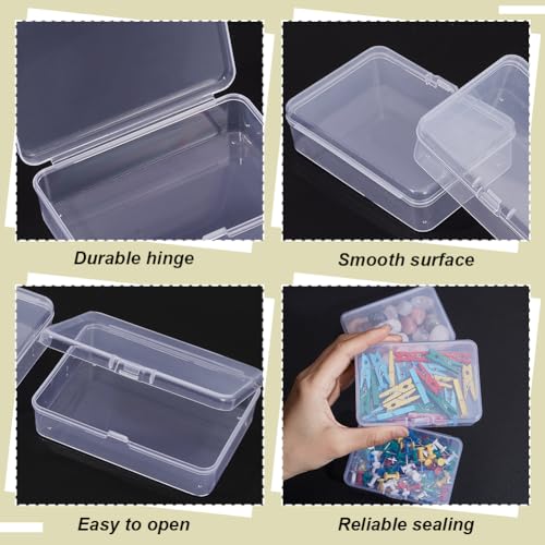 BENECREAT 12 Packs PP Plastic Bead Container Box, 3.7x2.6x1inch Rectangle Storage Organizer Box, Dustproof Case with Hinged Lid for Cards, Beads and Craft Supplies - size: 3.7x2.6x1inch
