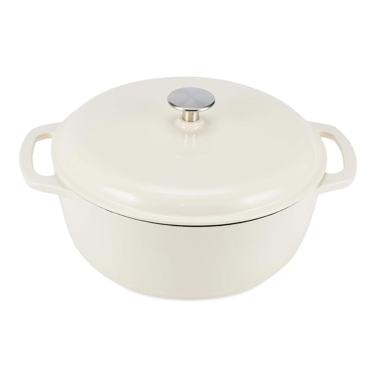 Enameled Cast Iron Dutch Oven Pot with Lid, Round, Dual Handles, Heavy-Duty, Oven Safe for Stews, Roasting, Baking, 6-Quart, Red
