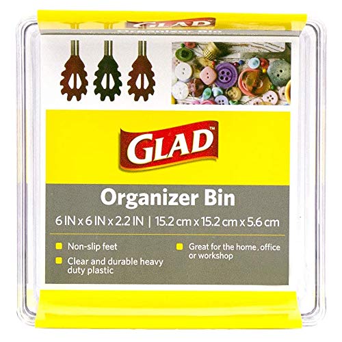 Glad Clear Plastic Organizer Bin – 6” x 6” x 2.2” Drawer Storage Tray with Non-Slip Feet, Clear (Pack of 6) - size: 6x6 (Pack of 6)