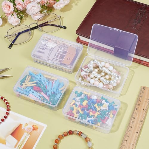 BENECREAT 12 Packs PP Plastic Bead Container Box, 3.7x2.6x1inch Rectangle Storage Organizer Box, Dustproof Case with Hinged Lid for Cards, Beads and Craft Supplies - size: 3.7x2.6x1inch