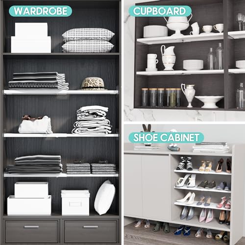 2Pack Adjustable Closet Shelves Organizer, Shelves for Closet Organization, Expandable Tension Shelf Storage Rack for Cabinet Wardrobe Cupboard Kitchen Bathroom - size: 2Pack/Normal, Small, W7.87" x L(17 "~ 31.5")