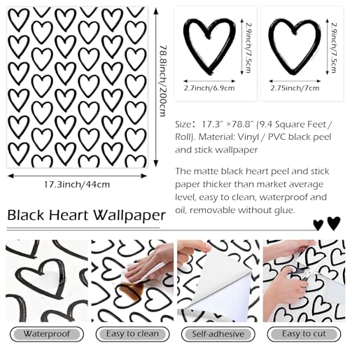 Peel and Stick Wallpaper Modern Contact Paper 17.3''¡¿78.8'' Self Adhesive Wallpaper Black and White Removable Wall Paper Decorative for Bedroom Bathroom Cabinets Kids Room Wallpapers Decor Vinyl Roll