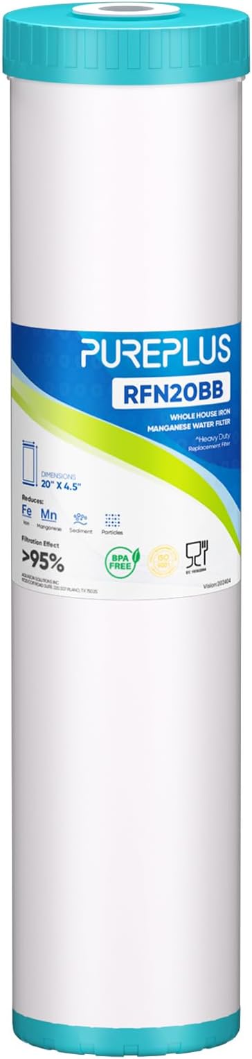 PUREPLUS 5 Micron 20" x 4.5" RFN20BB Whole House Iron & Manganese Reduce Water