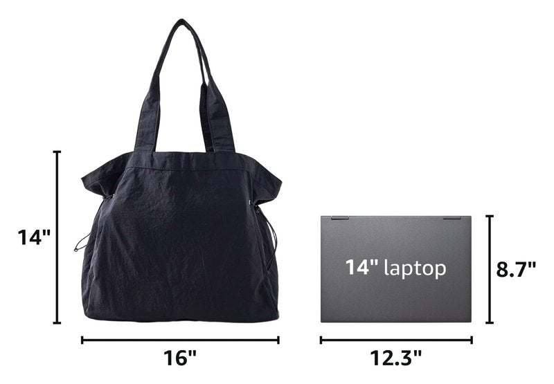 VAKAER Tote Bag for Women, 18L Side Cinch Shopper, Lightweight Shoulder Bag for Work, Workout, Gym, Beach Travel (Black)