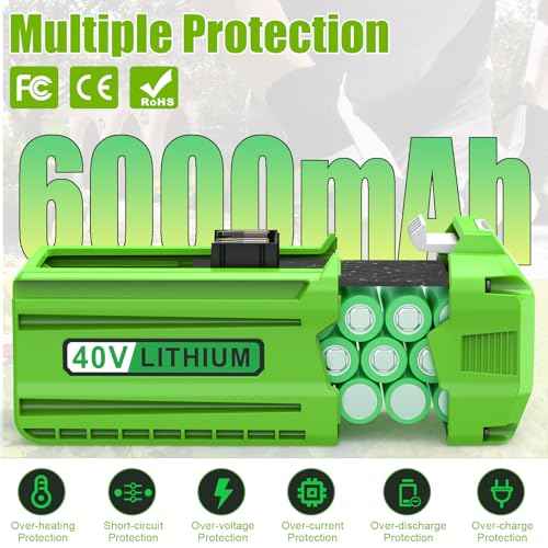 40 Volt 6000mAh Replace High-Capacity Battery for Greenworks 40V Battery, 6.0Ah Long-Lasting Compatible with Greenworks 29472 29462 2901319 and 40V G-MAX Power Tools