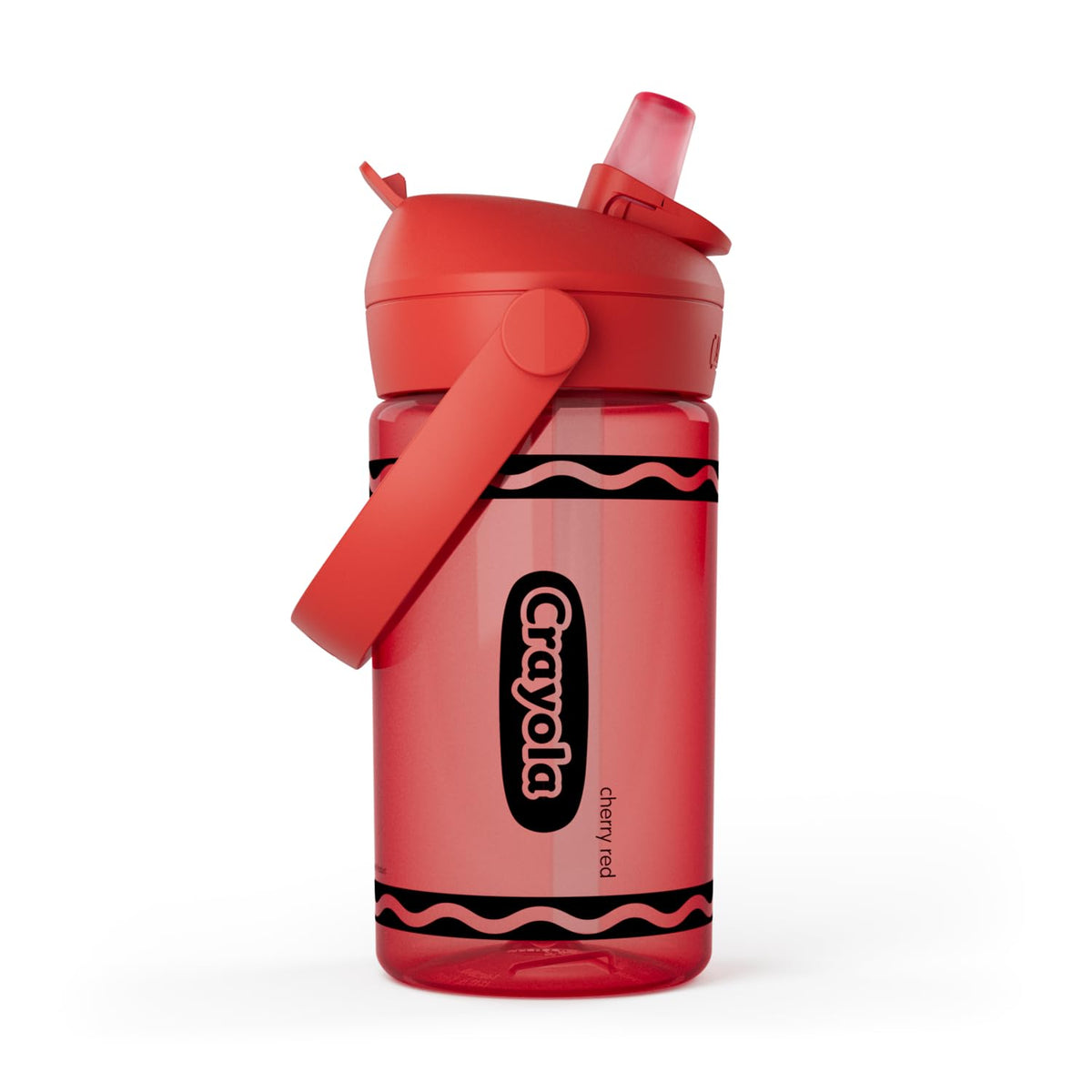 CamelBak Crayola Flip Straw Kids Water Bottle with Bite Valve, Tritan Renew Design for School and Everyday Use, 14oz, Cherry Red