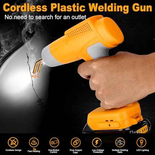 Cordless Plastic Welder Gun Compatible with Dewalt 20V Max Battery with 600PCs Hot Staples Plastic Welding Kit for Car Bumper and other plastic Repairing(No Battery)