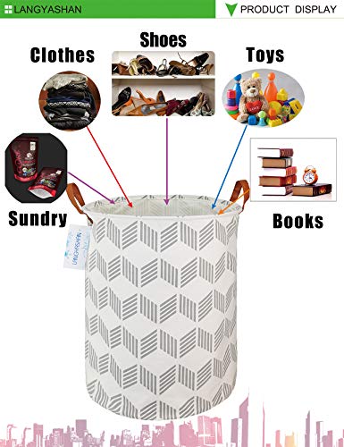 LANGYASHAN Laundry Basket Canvas Fabric Collapsible Organizer Basket for Storage Bin Toy Bins Gift Baskets Bedroom Clothes Children Nursery Hamper (Gery wave) - color: Gery Wave