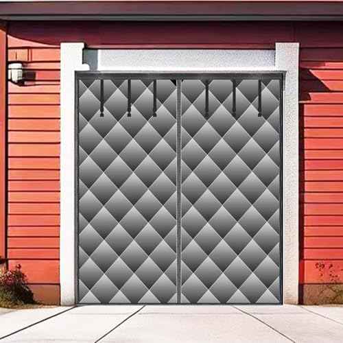 Garage Door Screen for Winter, Sunmoxia 9 * 7Ft Magnetic Thermal Insulated Door Curtain, Upgraded Oxford Cloth Filled with Thicken Polyester Fiberfill, Windproof Insulation Cover Blanket (Grey)