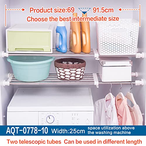 Hershii Expandable Closet Tension Shelf Rod Adjustable Storage Rack Heavy Duty DIY Organizer Divider for Wardrobe Cupboard Kitchen Bathroom - size: 69-91.5cm/27.16-36.02inches