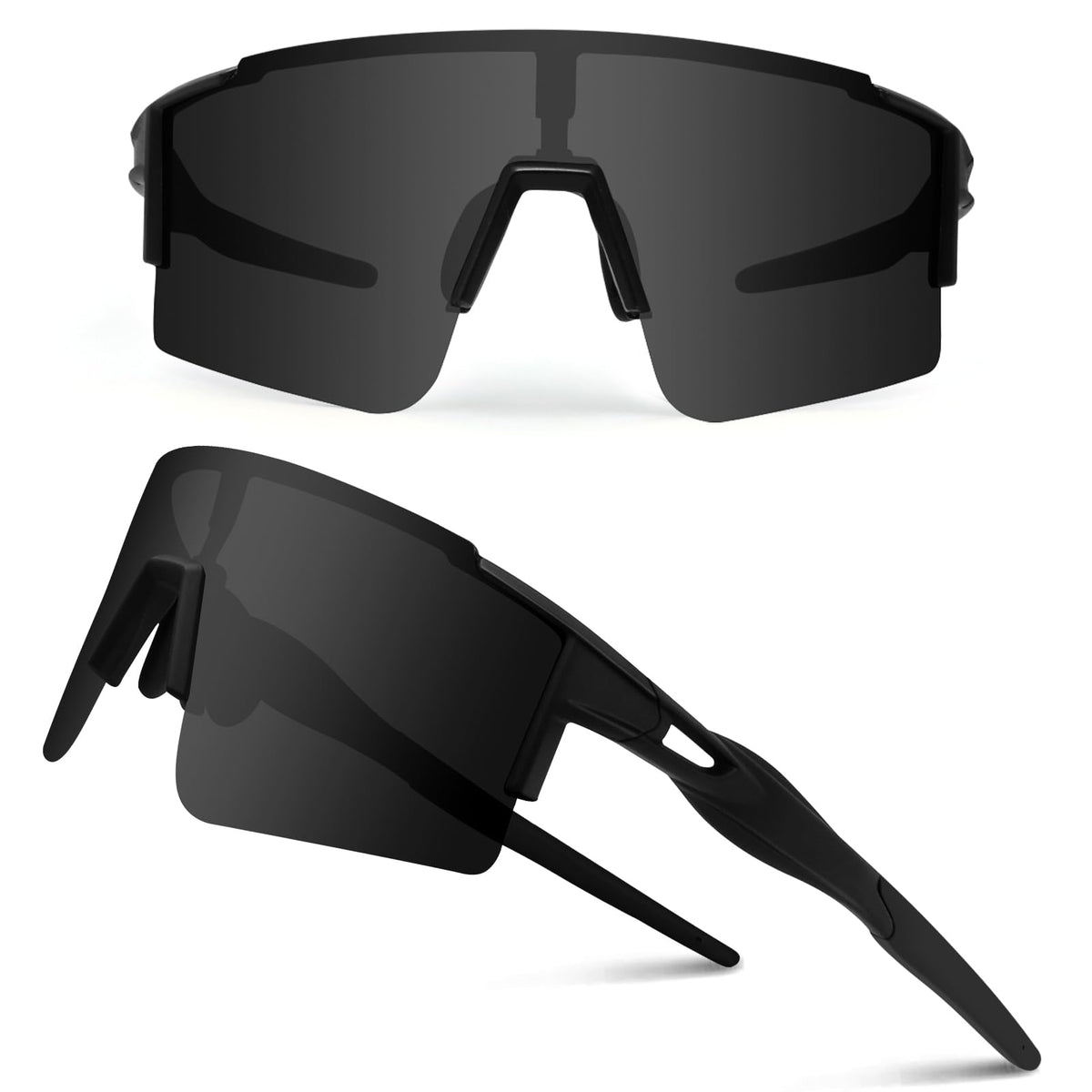 Ukoly Cycling Sunglasses for Men Women with 3 Interchangeable Lenses, Polarized Sports Sunglasses, Baseball glasses (GREY-1 Lens)
