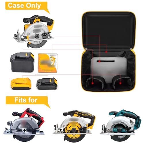Universal Tool Bag for DEWALT 20V MAX Circular Saw DCS391B/DCS565B, for Makita XSS02Z 18V Sierra Circular, for Milwaukee M18 Skill Saw Blade & Battery & Charger - Case Only (Black)