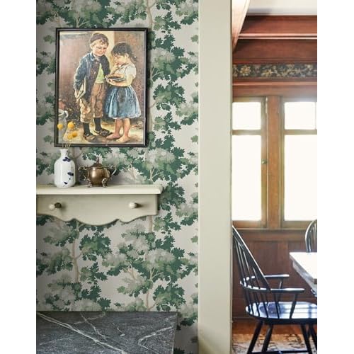 Tomete Forest Wallpaper Tree Peel and Stick Wallpaper Green Forest Contact Paper Peel and Stick Modern Mural Removable Leaf Contact Paper Self-Adhesive Bathroom Waterproof Vintage Vinyl 78.7inL 17inW