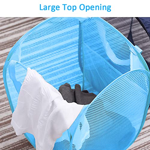 Larpur Pop up Laundry Hamper, Collapsible Laundry Basket, Portable Mesh Clothes Hamper for Home Room, College Dorm, Apartment, Foldable Hamper with Carry Handles, Sky Blue - color: Sky Blue