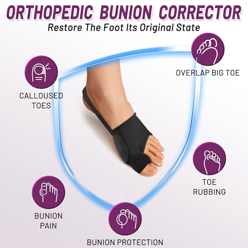 Bunion Corrector Sleeve, Breathable Bunion Big Toe Alignment Splint with Anti-Slip Heel Grip,4 Sizes,Extra Thick Gel Pads & Adjustable Straps for Hallux Valgus Comfort.