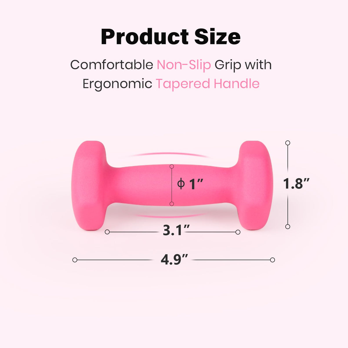 LIONSCOOL Neoprene Coated Dumbbell Weights (Rose Pink 1lb Pair)