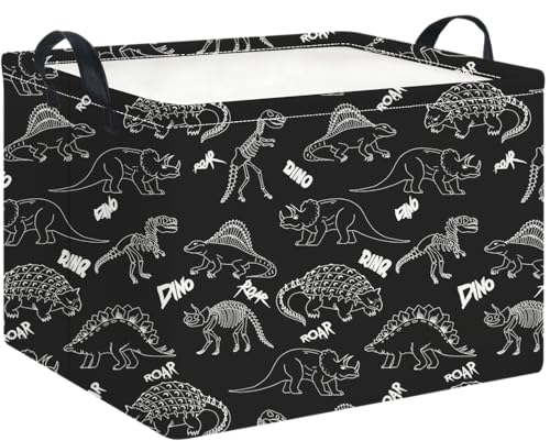 Rectangle Storage Basket with Handles,Collapsible Storage Bin,Books Box,Gift Basket(Black Line Dinosaur) - color: Black Line Dinosaur