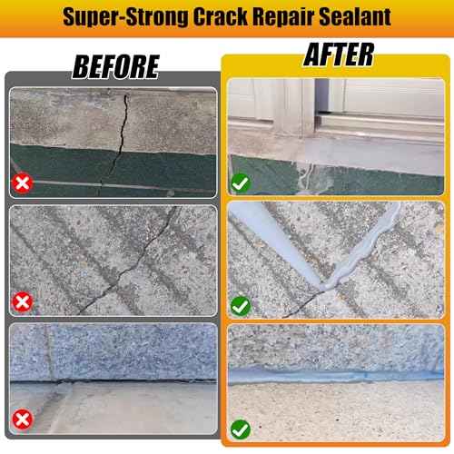 Concrete Crack Filler, 4 PCS Self Leveling Cement Crack Sealant, Quick-Drying Sealing Adhesive Repair Sealer for Driveways, Sidewalks, Patios, Waterproof Outdoor Joint Caulking Glue, Gray